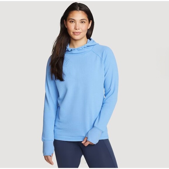 Eddie Bauer Thermal Tech Hoodie Performance Top Marina Light Blue Women's Large - Picture 1 of 9